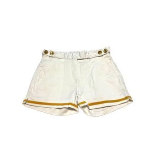 Boast Shorts, White w Mustard Edging and Gold “Leaf” Sailor Buttons, 4